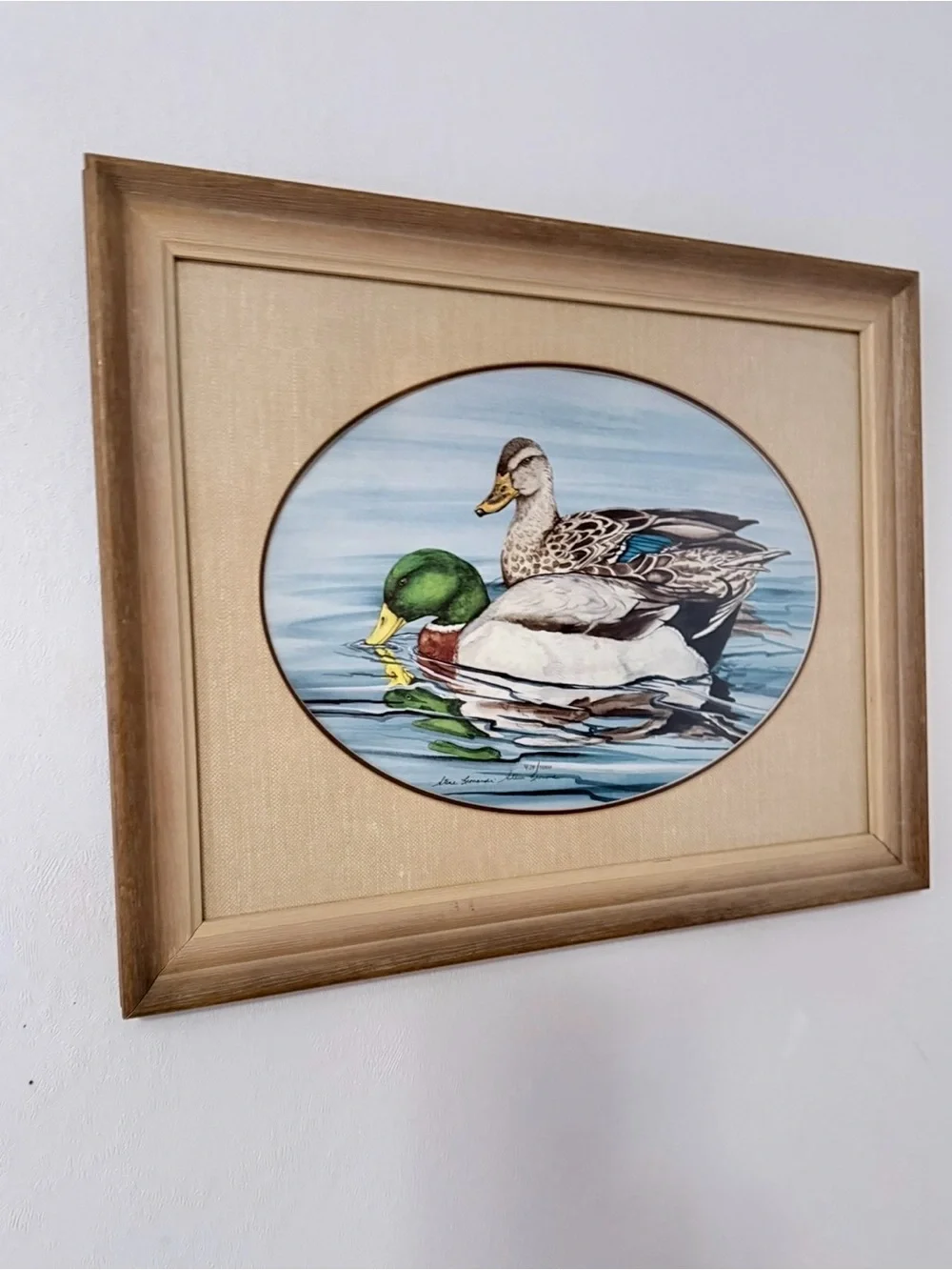 Mallard Duck Wall Art Print in Blue and Green